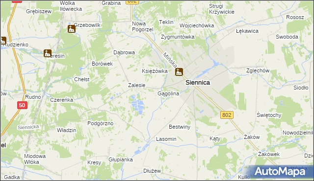 mapa Gągolina, Gągolina na mapie Targeo