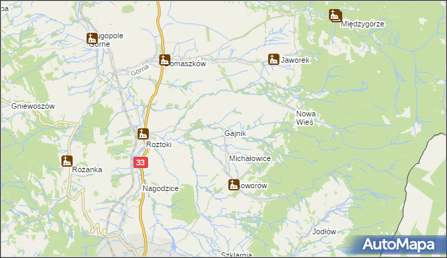 mapa Gajnik, Gajnik na mapie Targeo