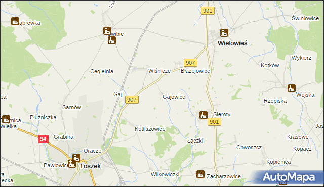 mapa Gajowice, Gajowice na mapie Targeo