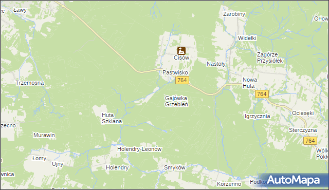 mapa Gajówka Grzebień, Gajówka Grzebień na mapie Targeo