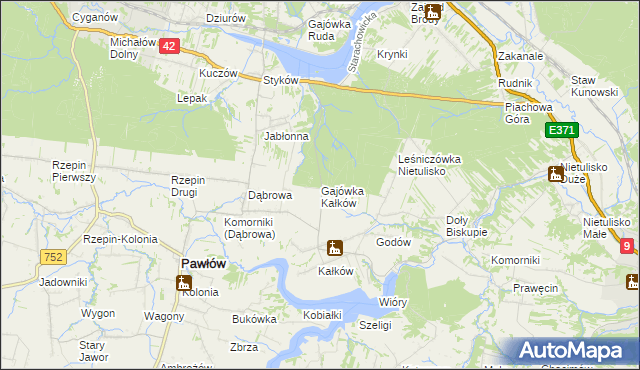 mapa Gajówka Kałków, Gajówka Kałków na mapie Targeo