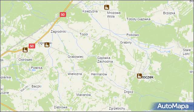 mapa Gajówka Zachodnia, Gajówka Zachodnia na mapie Targeo