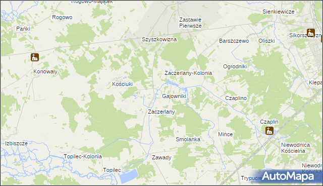 mapa Gajowniki, Gajowniki na mapie Targeo