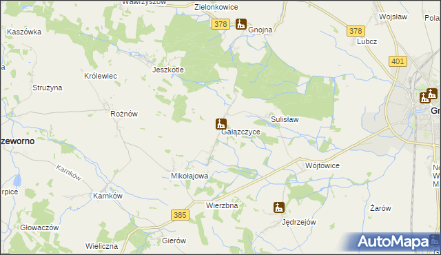 mapa Gałązczyce, Gałązczyce na mapie Targeo