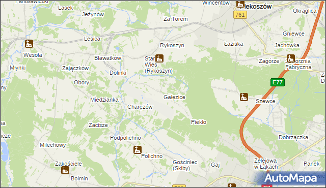 mapa Gałęzice, Gałęzice na mapie Targeo