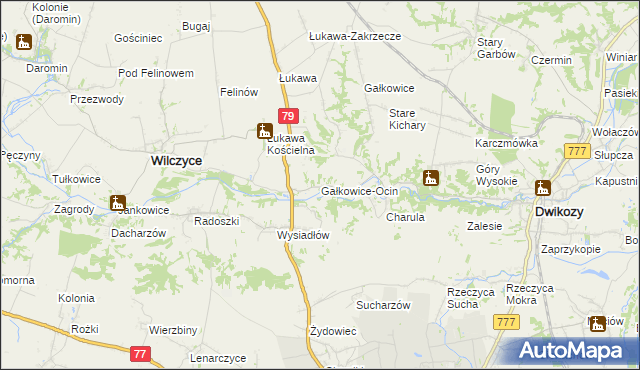 mapa Gałkowice-Ocin, Gałkowice-Ocin na mapie Targeo