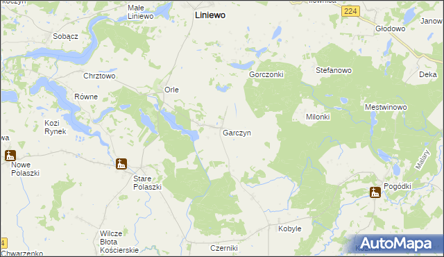 mapa Garczyn gmina Liniewo, Garczyn gmina Liniewo na mapie Targeo