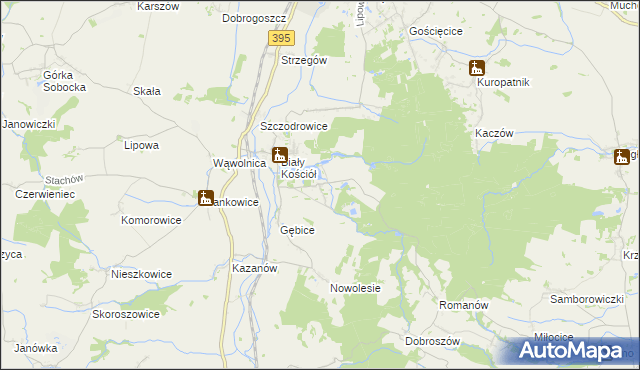 mapa Gębczyce, Gębczyce na mapie Targeo