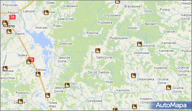 mapa Gębiczyna, Gębiczyna na mapie Targeo