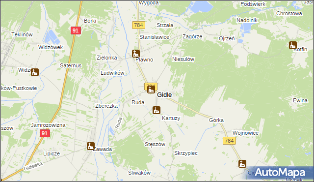 mapa Gidle, Gidle na mapie Targeo