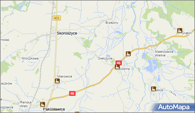 mapa Giełczyce, Giełczyce na mapie Targeo