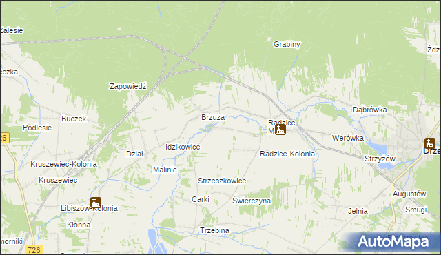 mapa Giełzów gmina Drzewica, Giełzów gmina Drzewica na mapie Targeo