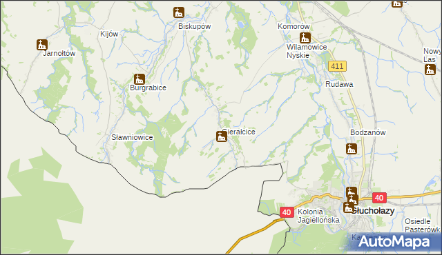 mapa Gierałcice gmina Głuchołazy, Gierałcice gmina Głuchołazy na mapie Targeo