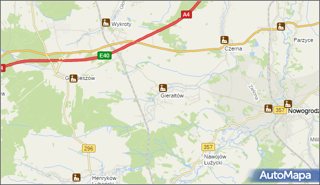 mapa Gierałtów, Gierałtów na mapie Targeo