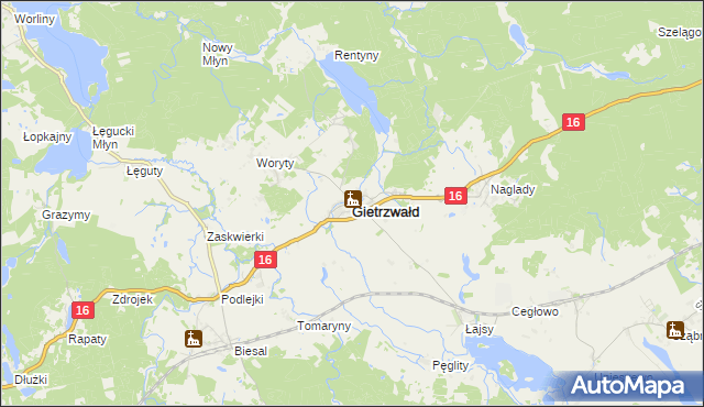 mapa Gietrzwałd, Gietrzwałd na mapie Targeo