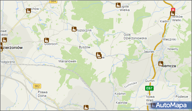 mapa Gilów gmina Niemcza, Gilów gmina Niemcza na mapie Targeo