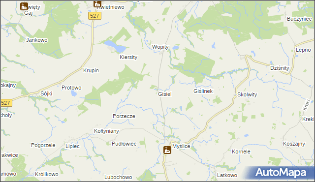 mapa Gisiel gmina Stary Dzierzgoń, Gisiel gmina Stary Dzierzgoń na mapie Targeo