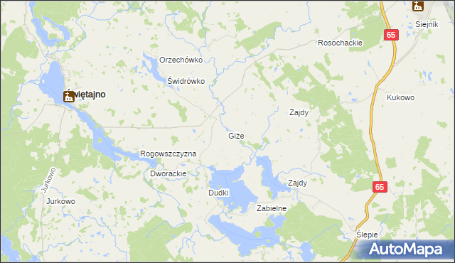 mapa Giże gmina Świętajno, Giże gmina Świętajno na mapie Targeo