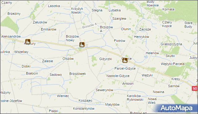 mapa Giżyczki, Giżyczki na mapie Targeo