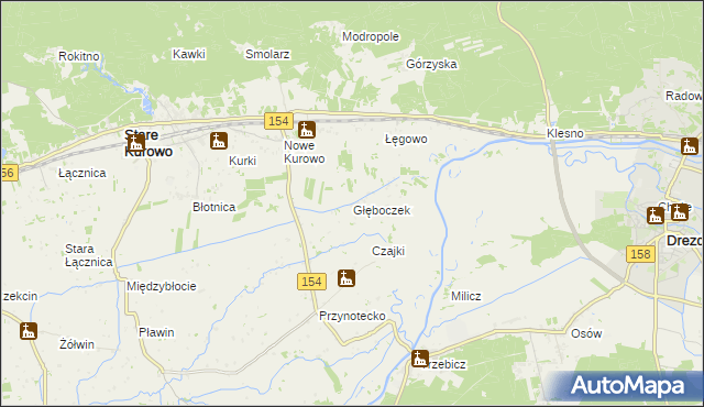 mapa Głęboczek gmina Stare Kurowo, Głęboczek gmina Stare Kurowo na mapie Targeo