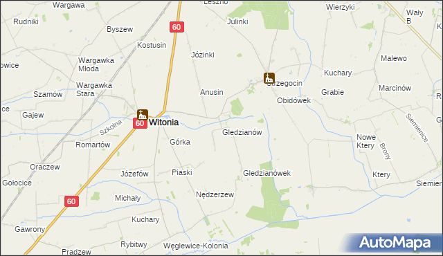 mapa Gledzianów, Gledzianów na mapie Targeo