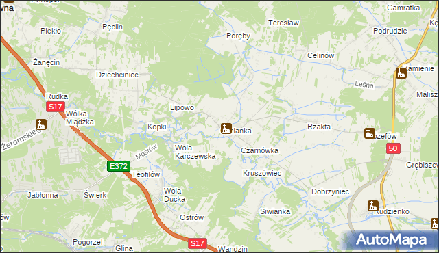 mapa Glinianka gmina Wiązowna, Glinianka gmina Wiązowna na mapie Targeo