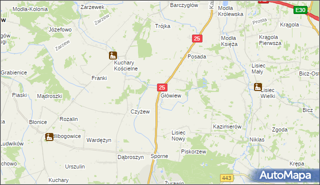 mapa Główiew, Główiew na mapie Targeo