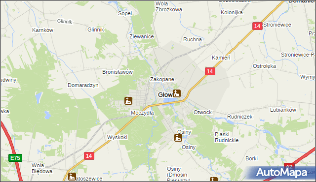 mapa Głowno, Głowno na mapie Targeo