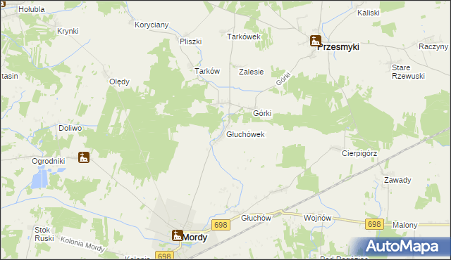 mapa Głuchówek gmina Przesmyki, Głuchówek gmina Przesmyki na mapie Targeo