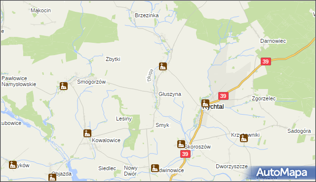 mapa Głuszyna gmina Namysłów, Głuszyna gmina Namysłów na mapie Targeo