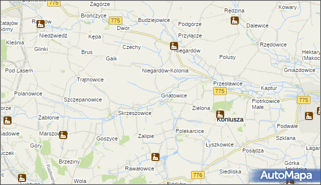 mapa Gnatowice, Gnatowice na mapie Targeo