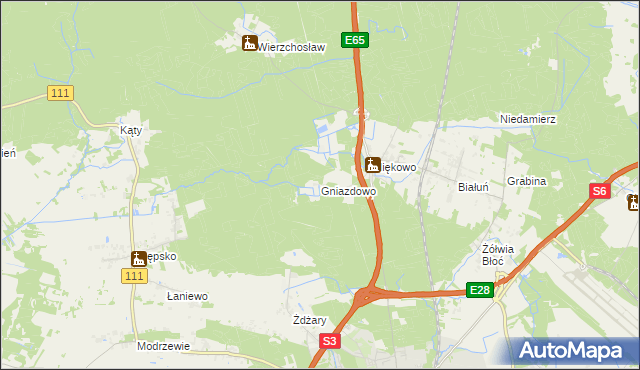 mapa Gniazdowo gmina Goleniów, Gniazdowo gmina Goleniów na mapie Targeo