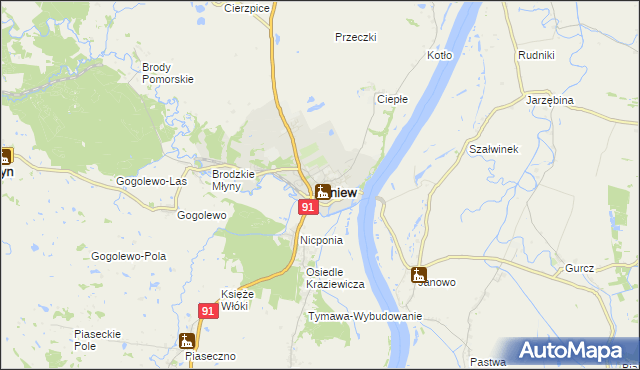 mapa Gniew, Gniew na mapie Targeo