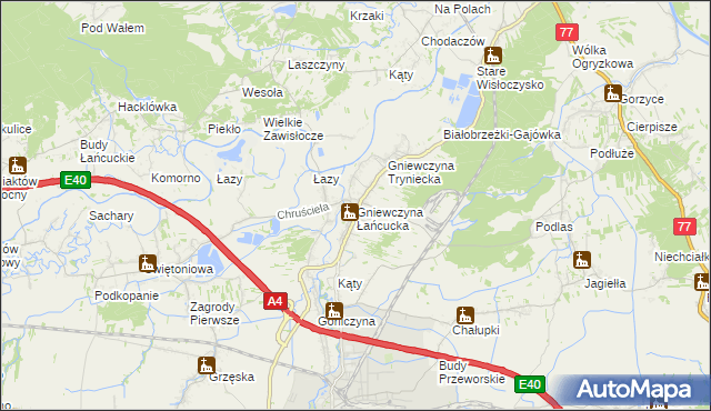 mapa Gniewczyna Łańcucka, Gniewczyna Łańcucka na mapie Targeo