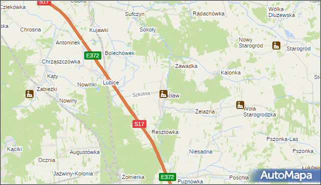 mapa Gocław gmina Pilawa, Gocław gmina Pilawa na mapie Targeo