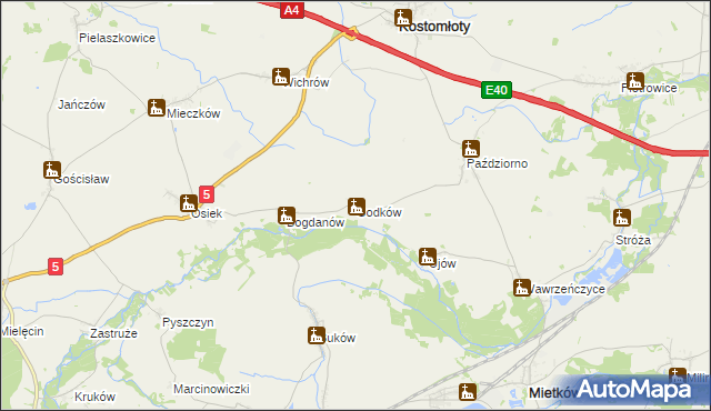 mapa Godków gmina Kostomłoty, Godków gmina Kostomłoty na mapie Targeo