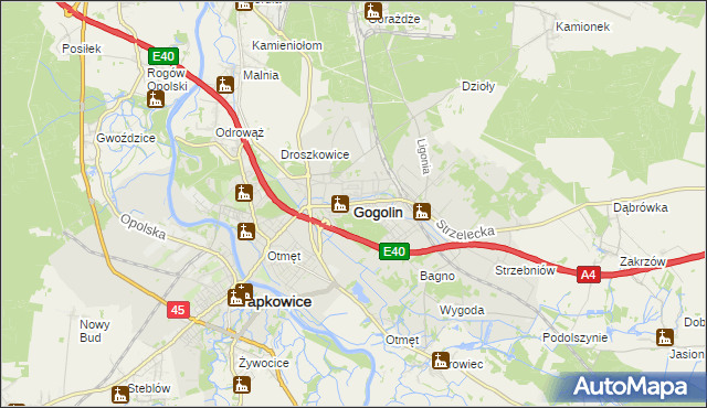 mapa Gogolin powiat krapkowicki, Gogolin powiat krapkowicki na mapie Targeo