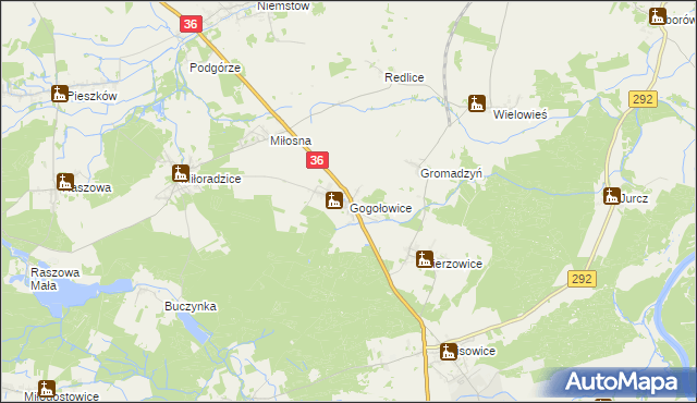 mapa Gogołowice gmina Lubin, Gogołowice gmina Lubin na mapie Targeo