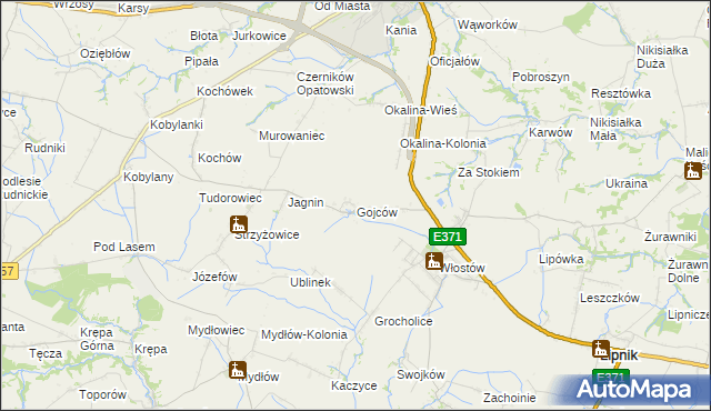 mapa Gojców, Gojców na mapie Targeo