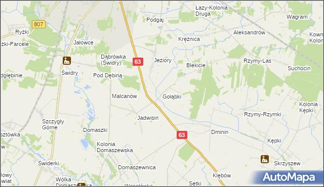 mapa Gołąbki gmina Łuków, Gołąbki gmina Łuków na mapie Targeo