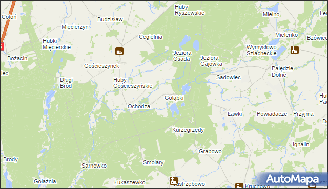 mapa Gołąbki gmina Trzemeszno, Gołąbki gmina Trzemeszno na mapie Targeo