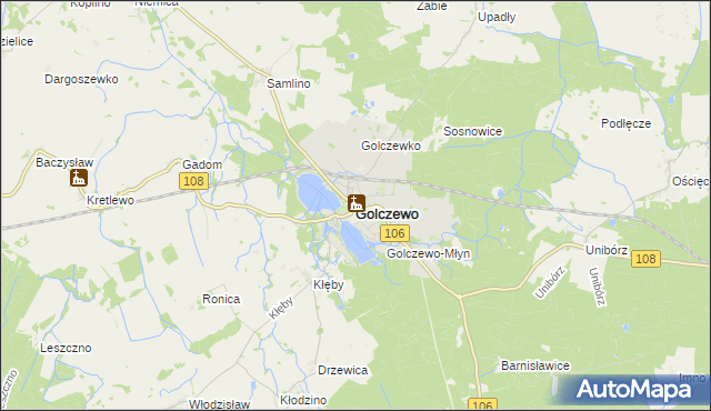 mapa Golczewo powiat kamieński, Golczewo powiat kamieński na mapie Targeo