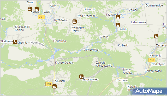 mapa Golczowice gmina Klucze, Golczowice gmina Klucze na mapie Targeo