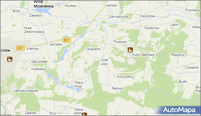 mapa Gołe Łazy, Gołe Łazy na mapie Targeo