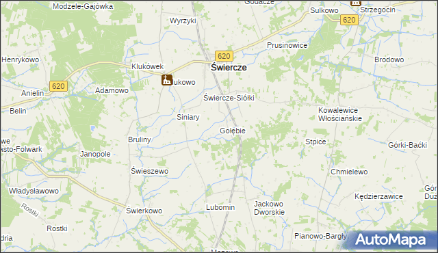mapa Gołębie gmina Świercze, Gołębie gmina Świercze na mapie Targeo