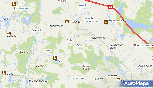 mapa Góra gmina Niemodlin, Góra gmina Niemodlin na mapie Targeo