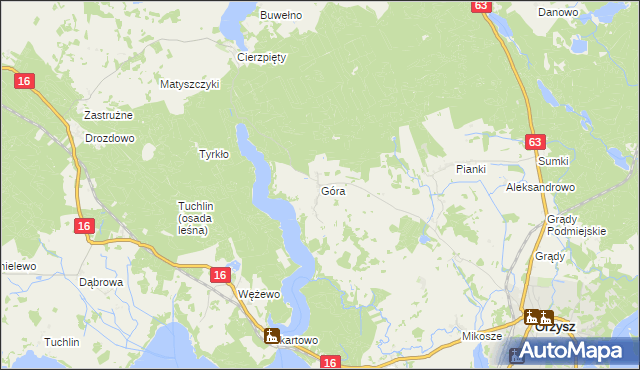 mapa Góra gmina Orzysz, Góra gmina Orzysz na mapie Targeo