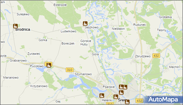 mapa Góra gmina Śrem, Góra gmina Śrem na mapie Targeo