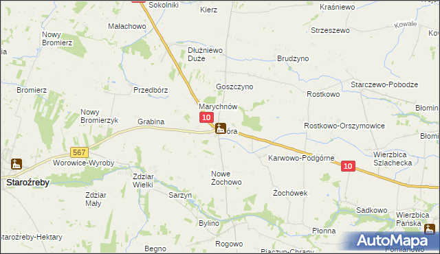 mapa Góra gmina Staroźreby, Góra gmina Staroźreby na mapie Targeo