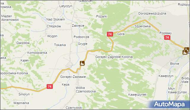 mapa Gorajec-Zagroble-Kolonia, Gorajec-Zagroble-Kolonia na mapie Targeo